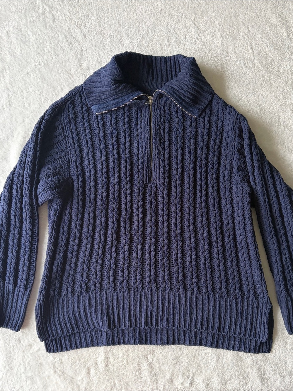 Aerie cable car quarter zip sweater.